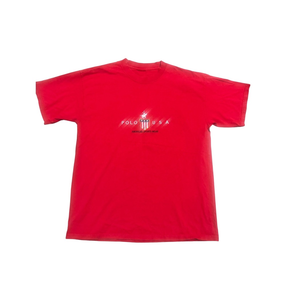 Polo Ralph Lauren Red USA American Sports Wear‎ Graphic T-Shirt Mens XL